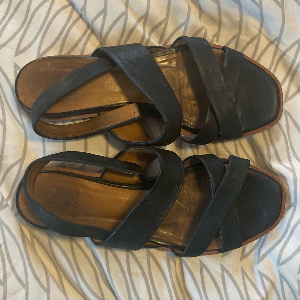 COCLICO Black Leather Sandals